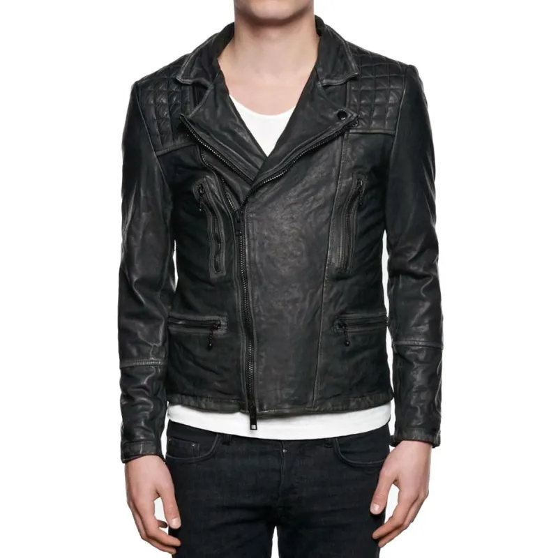 Agents of Shield Lance Hunter Black Leather Biker Jacket Agents of Shield Lance Hunter Black Leather Biker Jacket