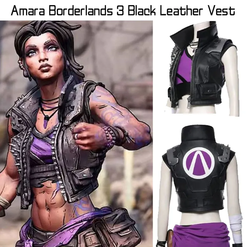 Amara Borderlands 3 Black Leather Vest Amara Borderlands 3 Black Leather Vest
