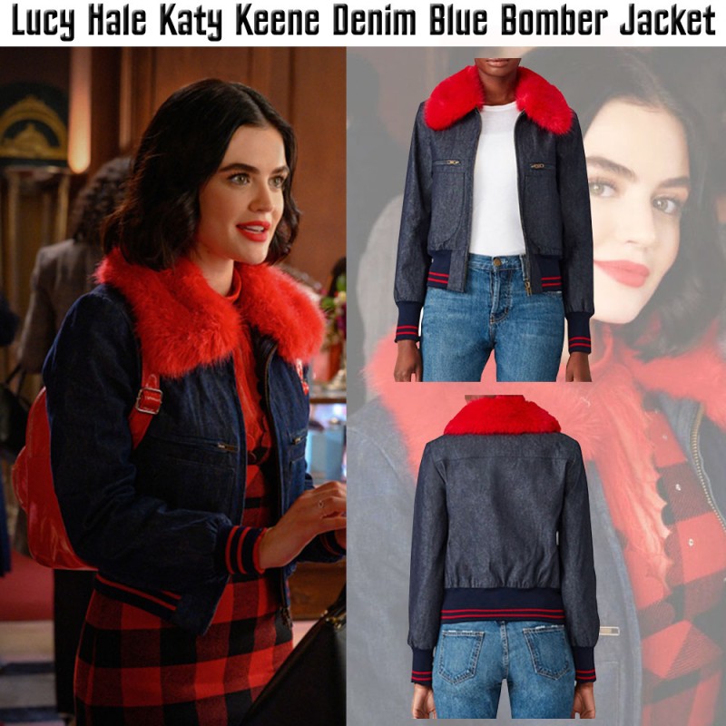 Lucy Hale Katy Keene Blue Bomber Jacket Lucy Hale Katy Keene Blue Bomber Jacket