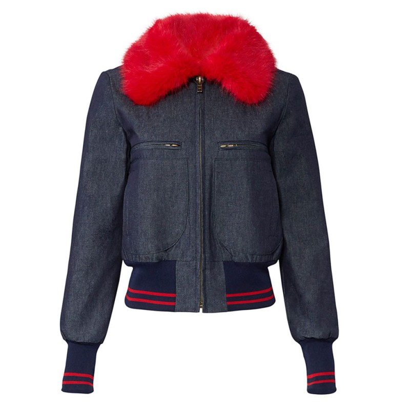 Lucy Hale Katy Keene Blue Bomber Jacket Lucy Hale Katy Keene Blue Bomber Jacket